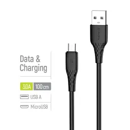 Дата кабель USB 2.0 AM to Micro 5P 1.0m 3A textured PVC black ColorWay (CW-CBUM094-BK) - мініатюра 4