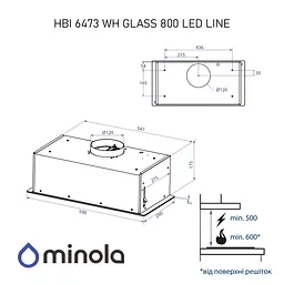 Витяжка повновбудована MINOLA HBI 6473 WH GLASS 800 LED Line - мініатюра 19