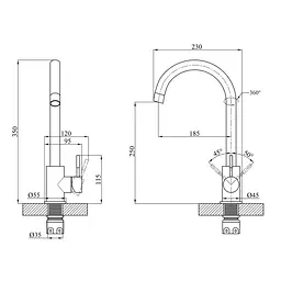Змішувач для кухні Agua Acero-INOX035NM CV023289 Чорний матовий - мініатюра 2