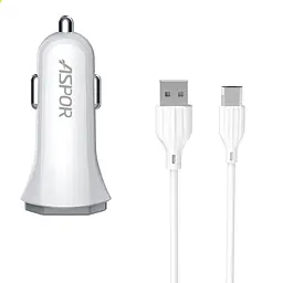 Автомобільний зарядний пристрій Aspor A903 (2USB/3.4A) + USB кабель Micro- білий - мініатюра 3