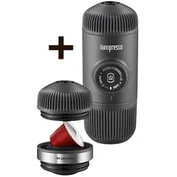 Портативна еспресо-кавоварка Wacaco Nanopresso з адаптером для капсул, механічна, для меленої кави