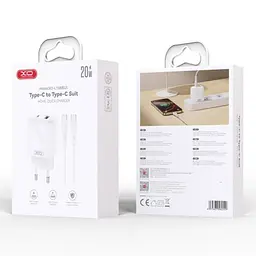 Мережевий зарядний пристрій XO L158(EU) PD20W+QC18W(1A1C) Charger TYPE-C cable Білий - мініатюра 2