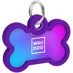 Адресник для собак і котів Waudog Smart ID з QR паспортом Градієнт фіолетовий 4х2.8 см - мініатюра 3