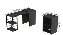 Стіл-тумба трансформер Смарт 2/2 Ferrum-decor 750x1450x600 Чорний метал ДСП Сосна Кембра 16 мм (FRD-105104) - мініатюра 3