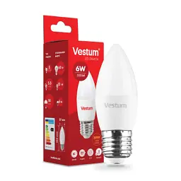 Лампочка Vestum C37 6W 3000K 220V E27 (1-VS-1302)