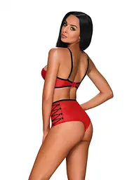 Комплект білизни Obsessive Leatheria L/XL червоний - мініатюра 2