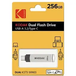 Флешка Kodak 256 ГБ з USB 3.2 та Type-C для швидкої передачі даних Сірий