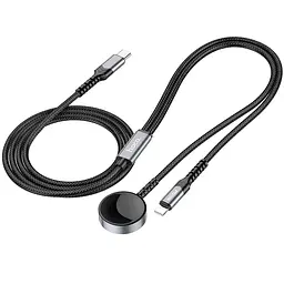 Дата кабель Hoco CW54 2in1 Type-C to iWatch/Lightning 2.5W (1.2m) Black - мініатюра 3