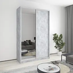Шафа-купе дводверна MebelStar Комбо AL ДСП/Дзеркало 150x60x240 см Бетон (MBS-4140)