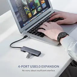 USB Hub UGREEN 4-port 15см USB 3.0 Активний, Metal Plated Shell, Ultra Slim CM219 Сірий - мініатюра 2
