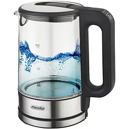 Электрочайник Mesko MS 1301 черный 1850-2200Вт/1.7л/стекло/установка температуры