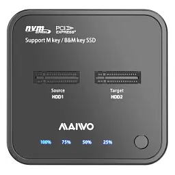 Док-станція для накопичувачів Maiwo 2*NVMe M.2 SSD Key M/B+M USB 3.1 Gen2 Type-C (K3016P) - мініатюра 2