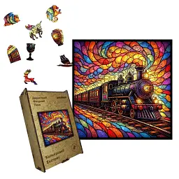 Дерев'яний фігурний пазл puzzlean Кольоровий Експрес, А3, Картонна коробка 200 елементів