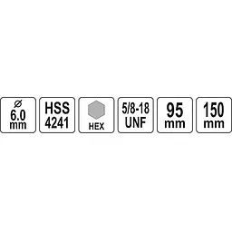 Тримач зі свердлом Yato HEX10 Ø6 мм для корончатих свердл з різьбовим кріпленням-5/8 (YT-43991) - мініатюра 4
