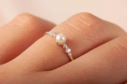 Каблучка з білого золота з жемчугом 20 K-0006 - мініатюра 7