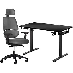 Комплект Mealux PowerDesk Lite Black + Leo Air Plus Grey (EVO-201 Lite B/B +Y 546 KBG)