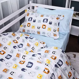 Дитячий комплект постільної білизни MirSon Poplin Line Kids 09 Sleeping Animals 110х140 см блакитний (2200009720420) - мініатюра 3
