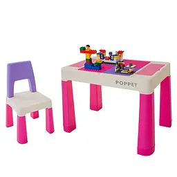Комплект Poppet Столик Color Pink 5 в 1 + Стілець + Подушка на стілець + Набір фломастерів (PP-002P-G) - мініатюра 3