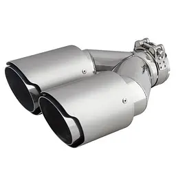 Насадка на подвійний глушник Vitol 241 x 2-89 x 64 мм Матовий Хром (НГ-1209B) - мініатюра 3