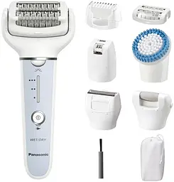 Епілятор Panasonic пінцетний, акумуляторний , пінцет.-60, волог.+сух., насадок-8, футляр, голубий-білий - мініатюра 3