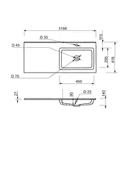 Раковина накладна Adamant FLATE 120R, прямокутна, з сифоном Click-Clack + змішувач (4824296208501) - мініатюра 9