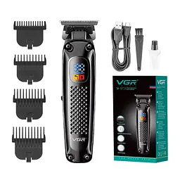 Машинка для стрижки волосся VGR V-972 LED-дисплей акумуляторна 4 насадки 5W Black - мініатюра 2