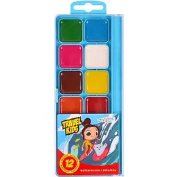 Дитяча акварель Gamma "Travel Kids" 312084/TK 12 кольорів, медова, 19х7 см