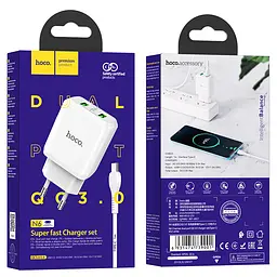 Зарядний пристрій Hoco N6 Charmer dual port charger 2 USB 3 A 2xQC3.0 18W - мініатюра 5