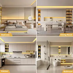Світлодіодна стрічка Cob LED Strip Light 10 м з таймером, затемнювані стрічкові світильники з радіочастотним пультом дистанційного - мініатюра 5
