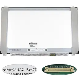 Матриця 15.6" N156HCA-EAC 1920х1080, 30pineDP, 300cd/m2 , IPS, передача кольорів: 16.7M, 45% NTSC, LED, SLIM вертикальні вушка, матова, роз'єм справа внизу, ширина 350мм narrow border для ноутбука