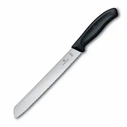 Кухонний ніж Victorinox SwissClassic Bread лезо 21см хвил. для хліба з чорн. ручкою (блістер)