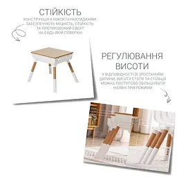 Комплект Poppet Столик Мультивуд 3 в 1 + Стілець + Подушка на стілець + Набір фломастерів (PP-010-G) - мініатюра 6