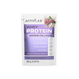 Протеїн ActivLab Whey Protein with Marine Collagen, 30 грам - Білий шоколад-малина