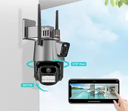 Вулична WiFi IPкамера Besder P10Q 8Мп 2 незалежних об'єктиви - мініатюра 5