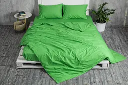 Комплект постільної білизни Ecotton двоспальний 180х215 см однотонний яскраво-зелений салатовий (20855)