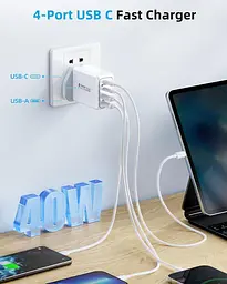 Мережевий зарядний пристрій USB-C 40W на 4 порти (2×USB-C + 2×USB-A) - мініатюра 6
