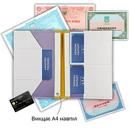 Органайзер для документів А5 сіро-блакитний, папка з принтом шестикутники - мініатюра 3