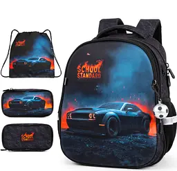Шкільний ортопедичний рюкзак 3 в 1 для хлопчика School Standard 38х30х18 см з Машиною для першокласника (Full 170-72) - мініатюра 2