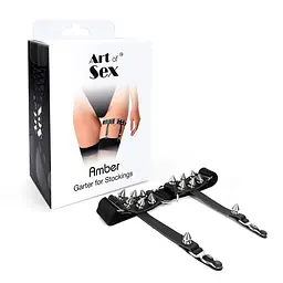 Гартер на ногу серце із шипами з натуральної шкіри Art of Sex Amber (1 шт.) - мініатюра 3