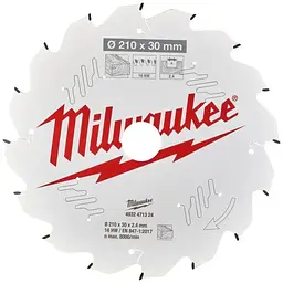 Диск пиляльний по дереву PFTE THIN KERF MILWAUKEE, діаметр 210x30x2,4мм, 16зуб.
