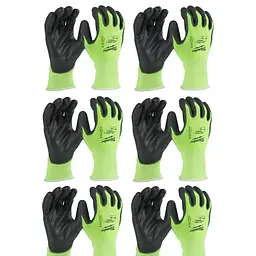 Рукавиці робочі сигнальні Hi-Vis Milwaukee з опором порізам 3/C рівня розмір 11/XXL 12 пар