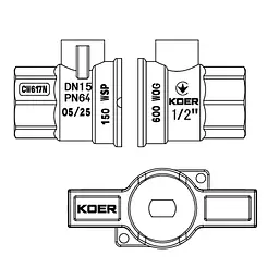 Кран кульовий ГШМ Koer Extreme KE.218-15 - 1/2" FM ручка "метелик" червона KR5759 - мініатюра 4