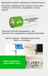 Акумулятори SMARTOOOLS AA 1.5V Li-ion Type-C, 2600 mWh, швидка зарядка 1.5 год, 2 шт + кабель - мініатюра 4