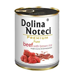 Вологий корм для собак алергіків Dolina Noteci Premium Pure з яловичиною та коричневим рисом банка 800 г