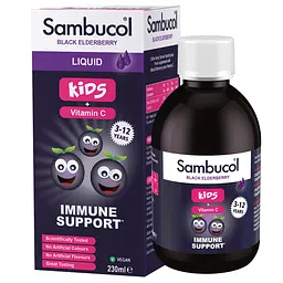 Екстракт чорної бузини, вітамін С, Black Elderberry For Kids, 230 мл для дітей Sambucol vit0004248