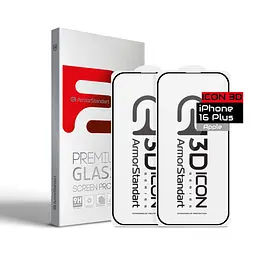 Захисне 3D скло для Apple iPhone 16 Plus, Icon 3D, загартоване, 9H, загартоване скло, повне проклеювання, протиударне, глянсове з олеофобним покриттям, на весь екран, сумісне з чохлами, проста установка, ArmorStandart (ARM83512)