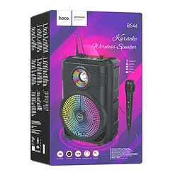 Бездротова bluetooth-колонка з мікрофоном із підсвіткою Hoco BS46 аудіоколонка блютуз з акумулятором Чорний 10 Вт - мініатюра 7