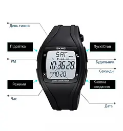 Спортивний наручний годинник Skmei 1610 Чорний - мініатюра 5
