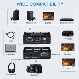 Розгалужувач EZCOO HDMI 1x1, аудіоекстрактор 4K 60H, повторювач HDMI 2.0 - мініатюра 8