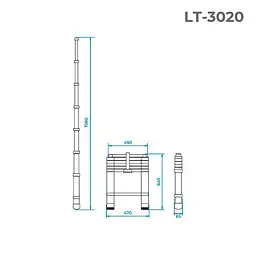 Сходи телескопічні алюмінієві Intertool висота 1980 мм х 6 ступенів LT-3020 - мініатюра 3
